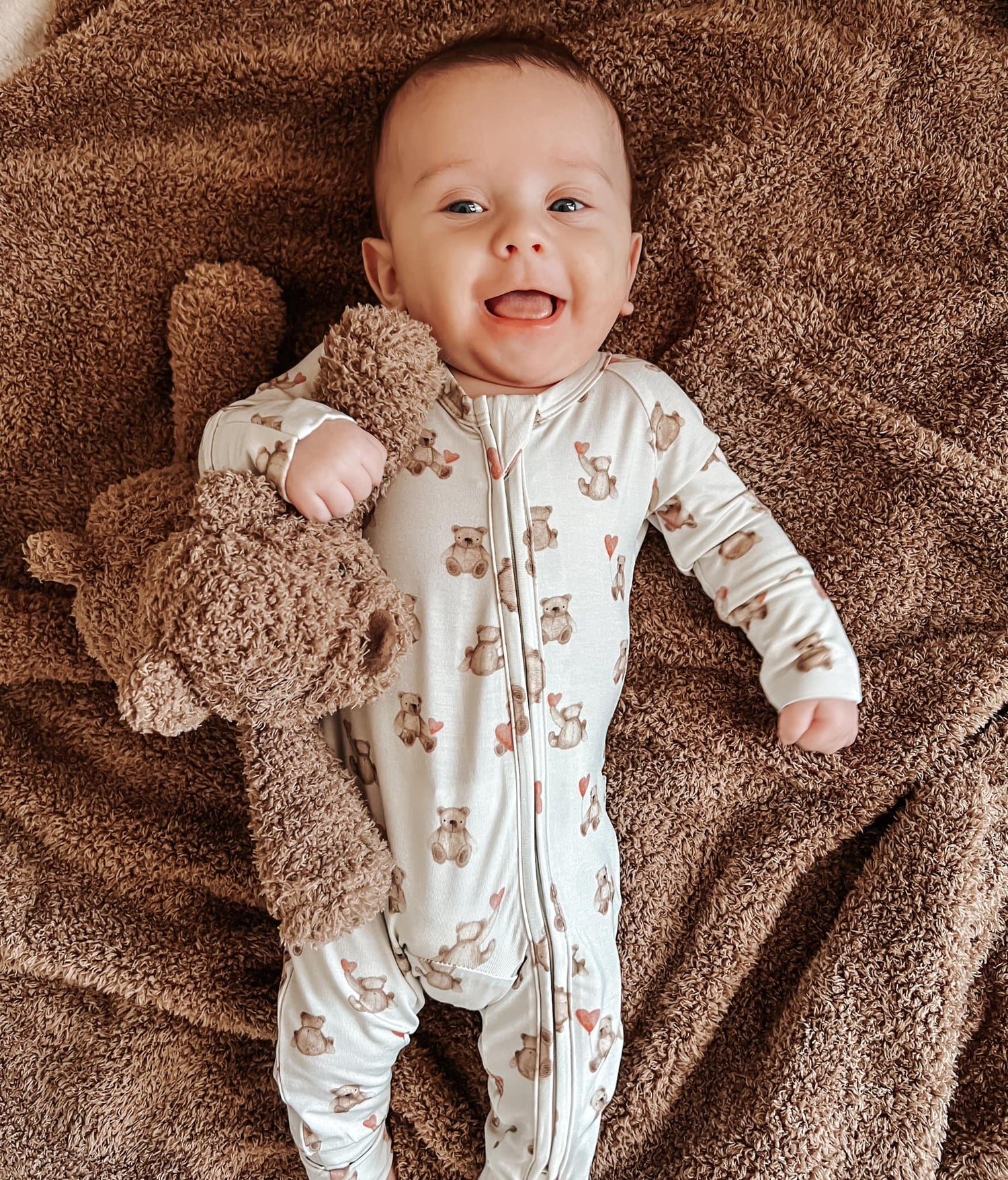 Little Joy Co. Valentine's Teddy Bear Bamboo Zippy Pajamas - 
