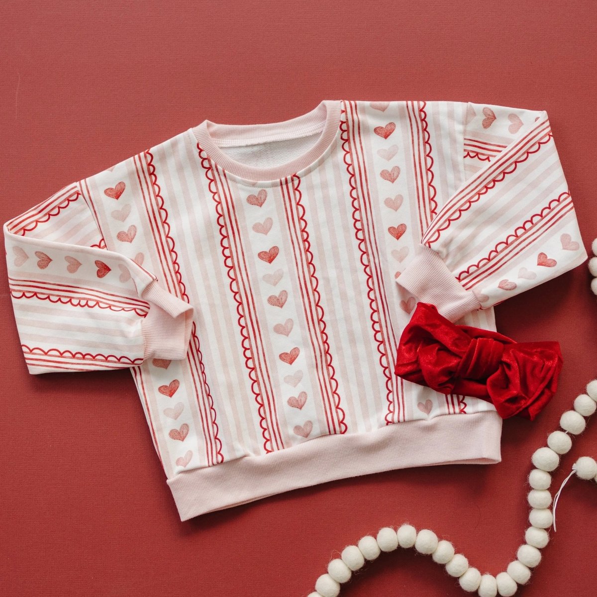 Little Joy Co. Valentines Wallpaper Crewneck Sweatshirt Cozy Holiday Style - Everetts Place Boutique - 
