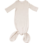 Mebie Baby Vanilla Organic Cotton Ribbed Knot Gown for Newborns 0 to 3 Months - 