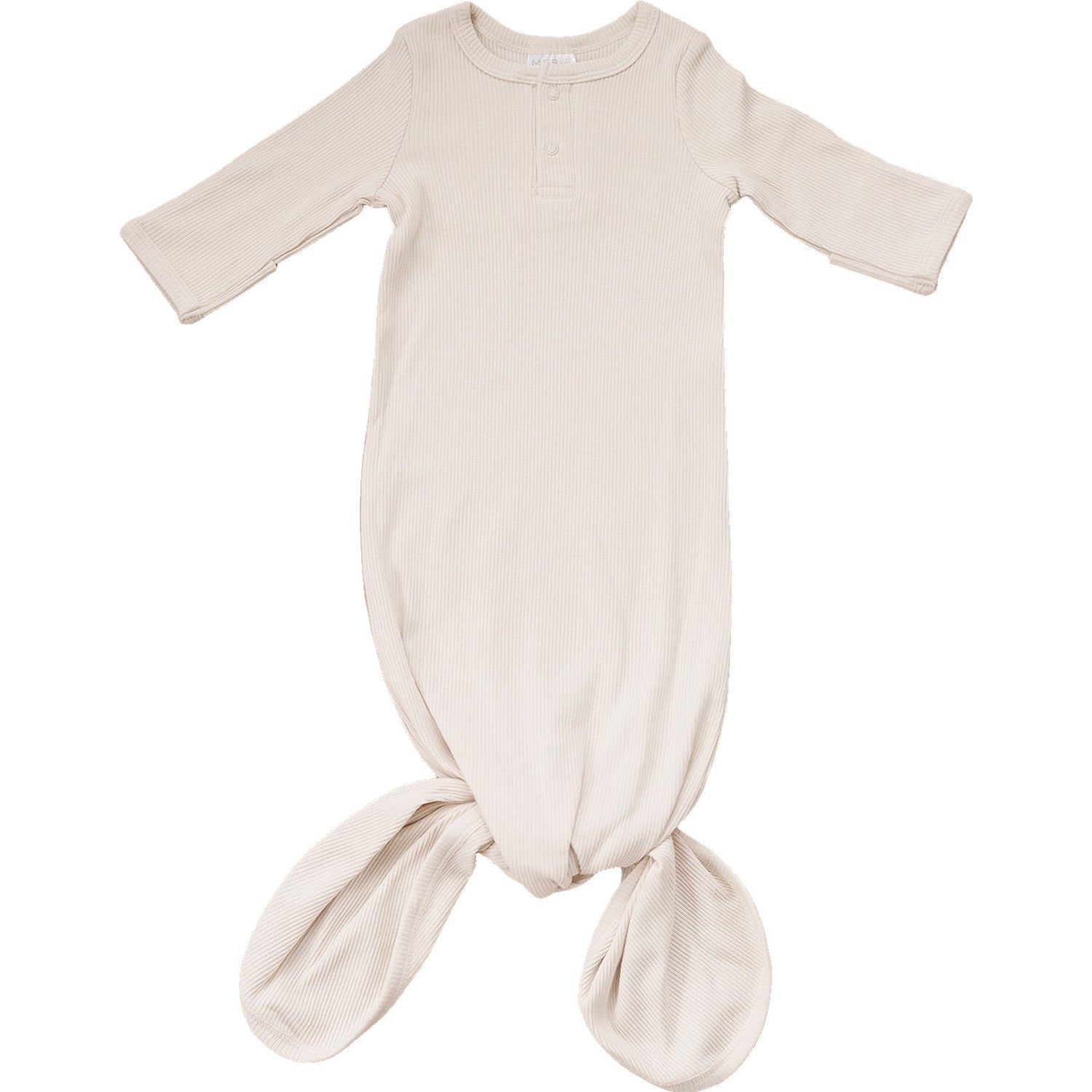 Mebie Baby Vanilla Organic Cotton Ribbed Knot Gown for Newborns 0 to 3 Months - 