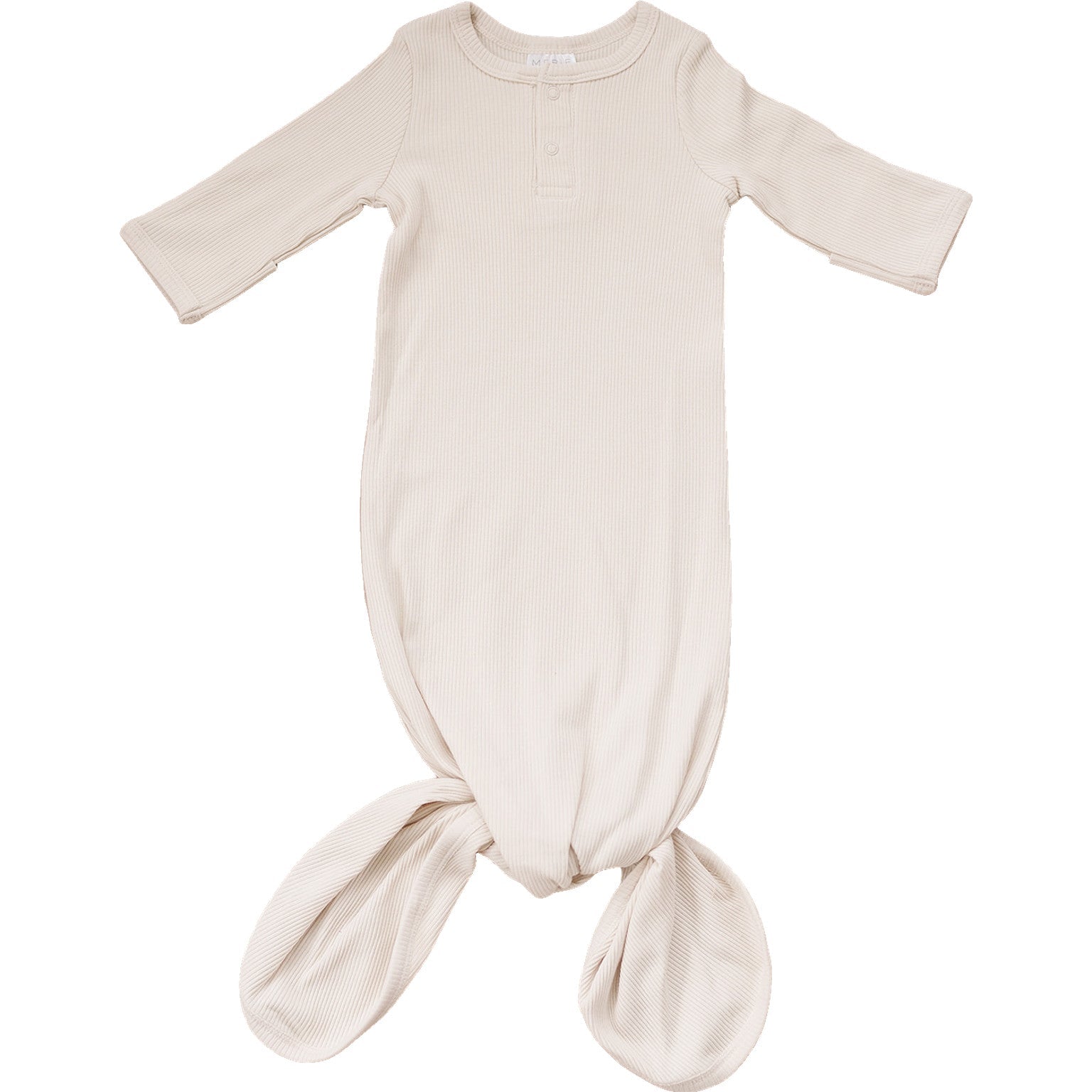 Mebie Baby Vanilla Organic Cotton Ribbed Knot Gown for Newborns 0 to 3 Months - 