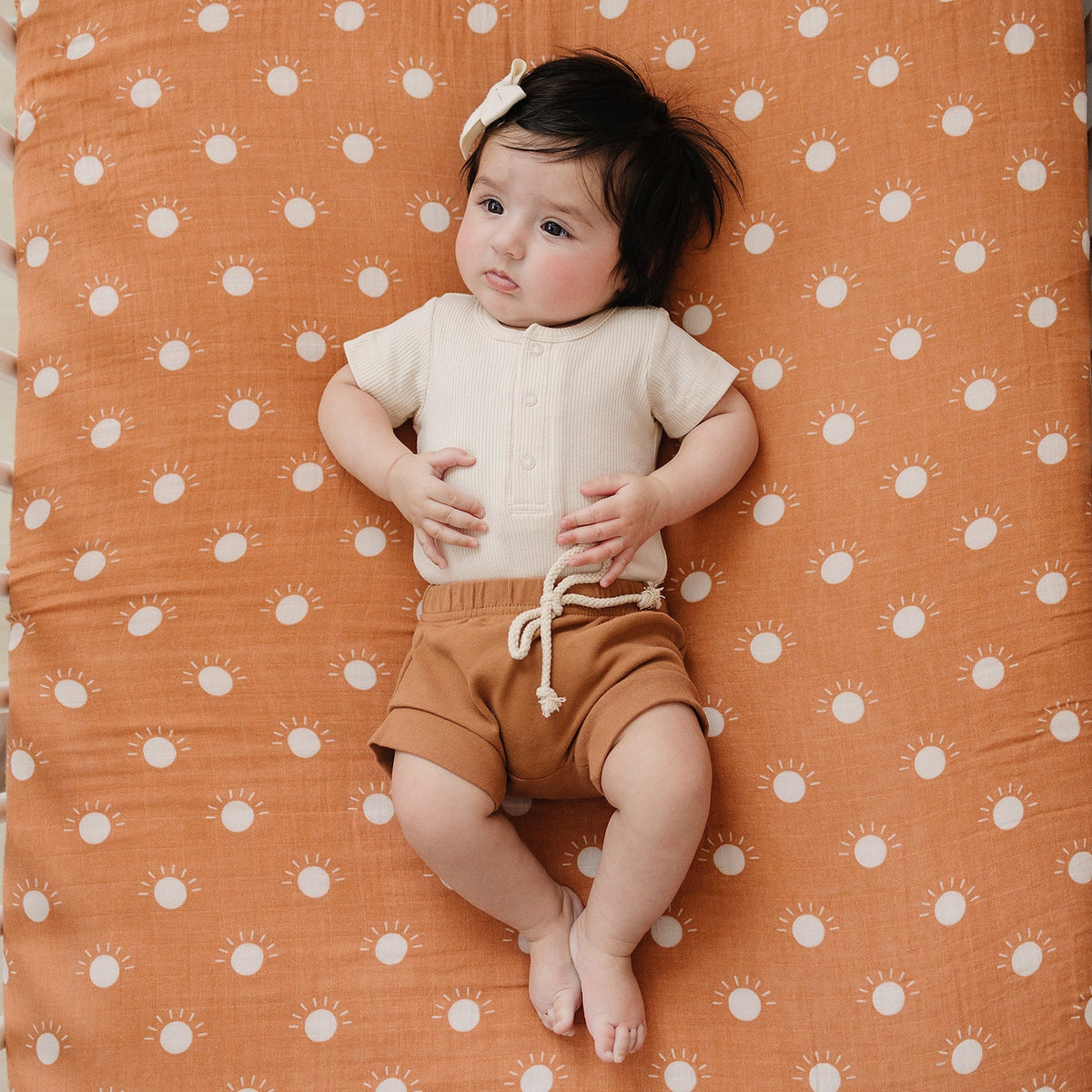 Mebie Baby Vanilla Organic Cotton Ribbed Snap Bodysuit - 