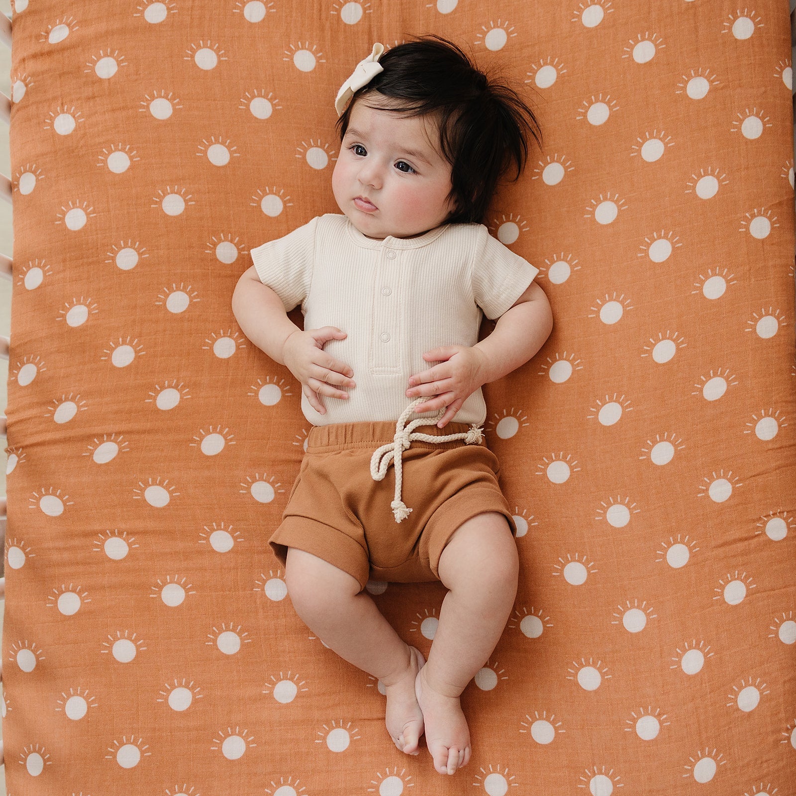 Mebie Baby Vanilla Organic Cotton Ribbed Snap Bodysuit - 