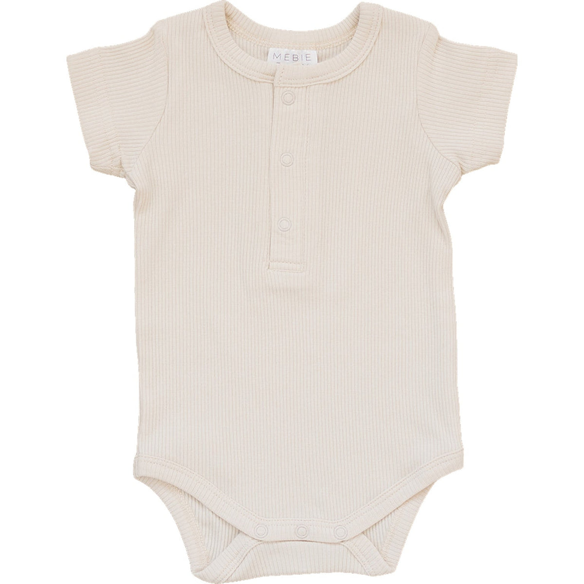 Mebie Baby Vanilla Organic Cotton Ribbed Snap Bodysuit - 