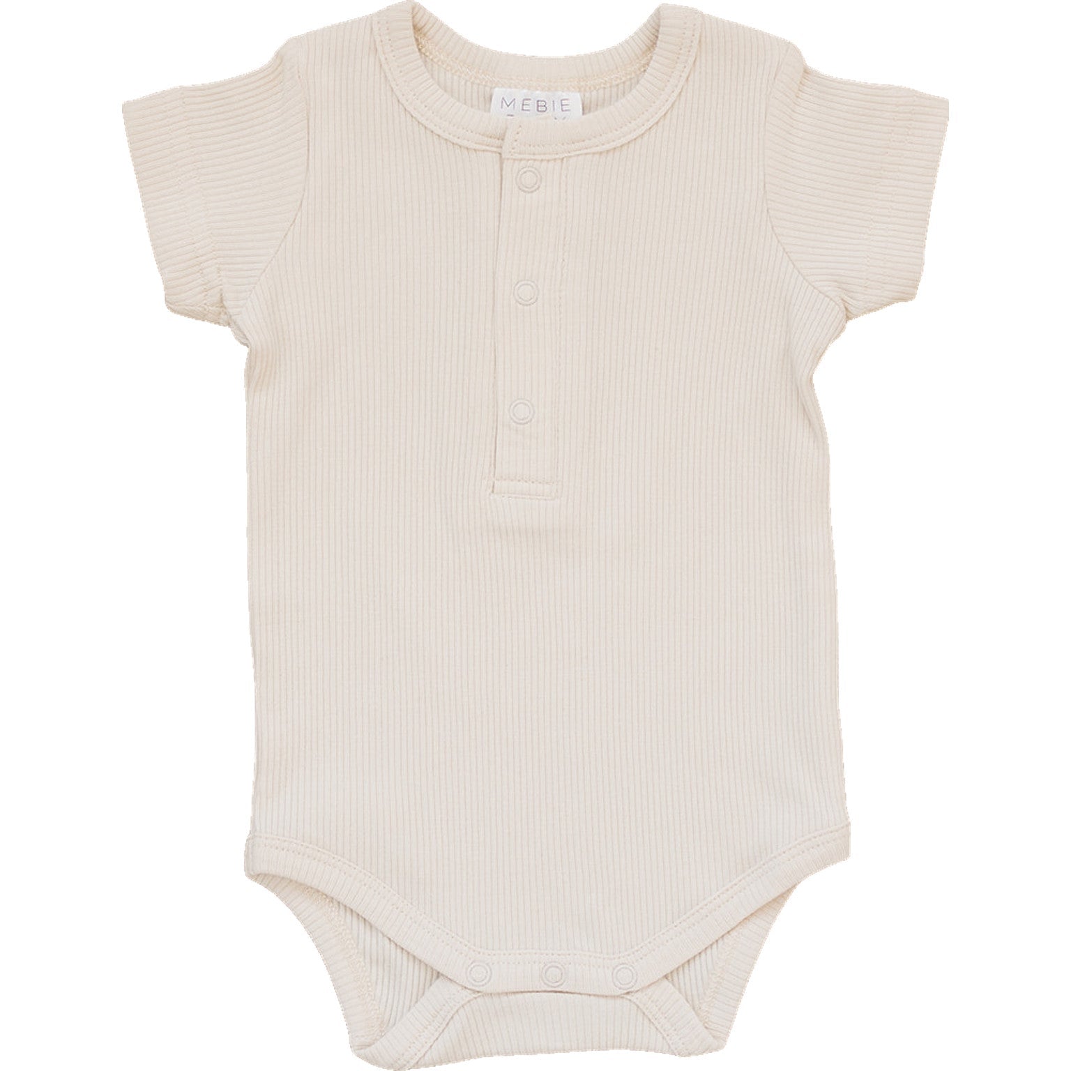 Mebie Baby Vanilla Organic Cotton Ribbed Snap Bodysuit - 