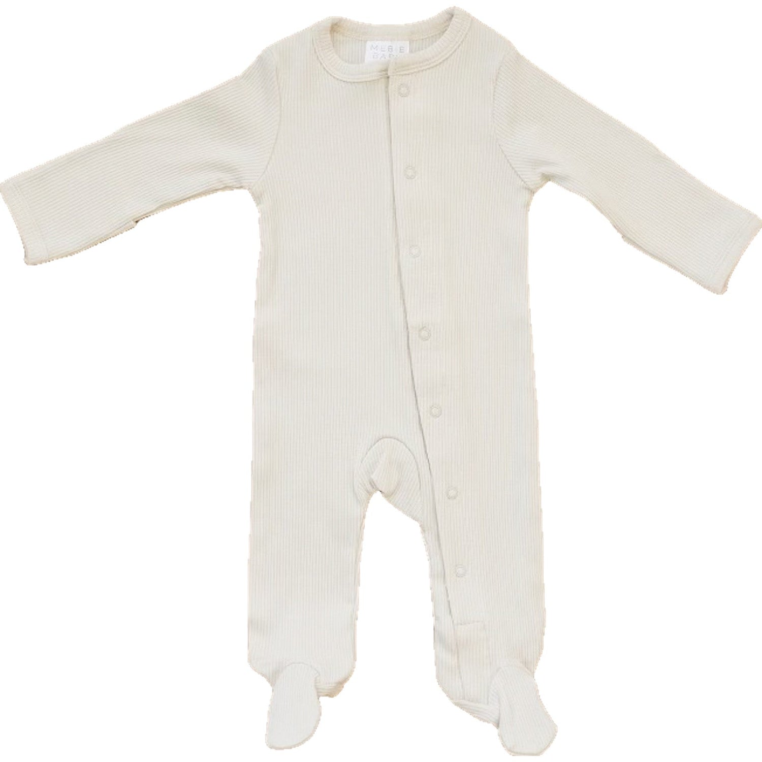 Mebie Baby Vanilla Organic Cotton Ribbed Snap Footed Pajamas For Babies - 