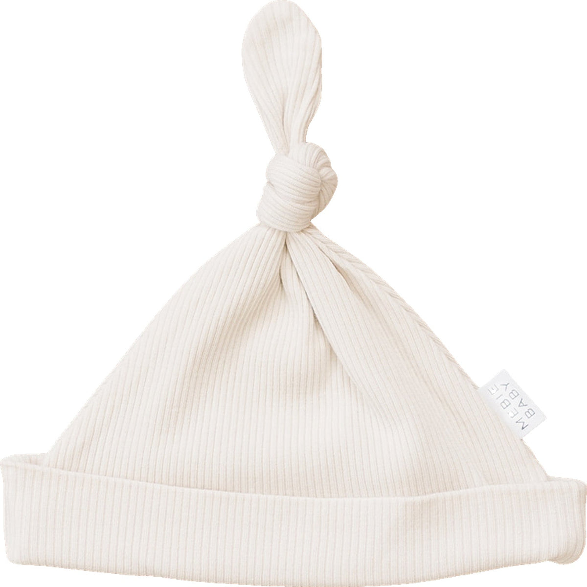 Mebie Baby Vanilla Organic Ribbed Newborn Knot Hat - 