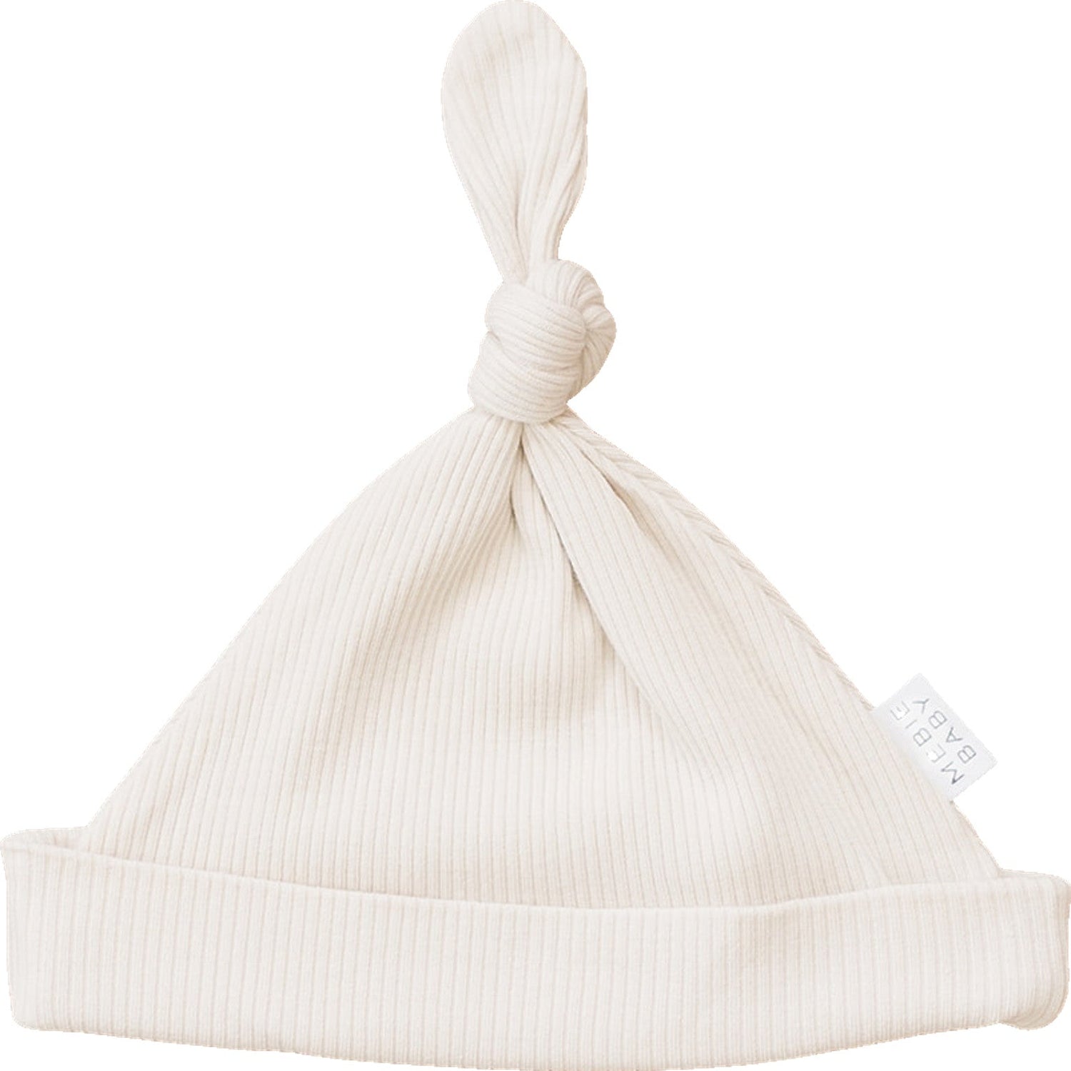 Mebie Baby Vanilla Organic Ribbed Newborn Knot Hat - 