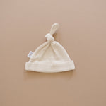 Mebie Baby Vanilla Organic Ribbed Newborn Knot Hat - 