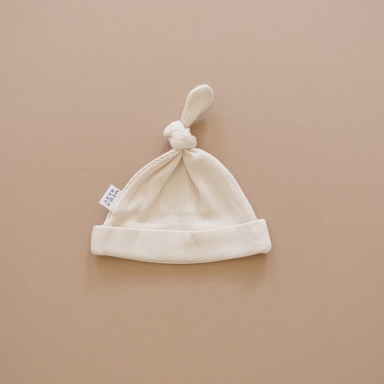 Mebie Baby Vanilla Organic Ribbed Newborn Knot Hat - 