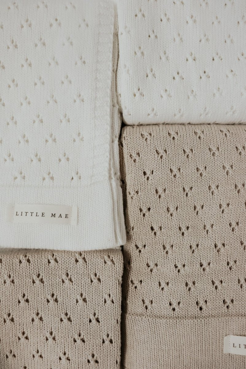Little Mae & Co Vanilla Pointelle Knit Baby Blanket By Little Mae And Co - Everetts Place Boutique - 