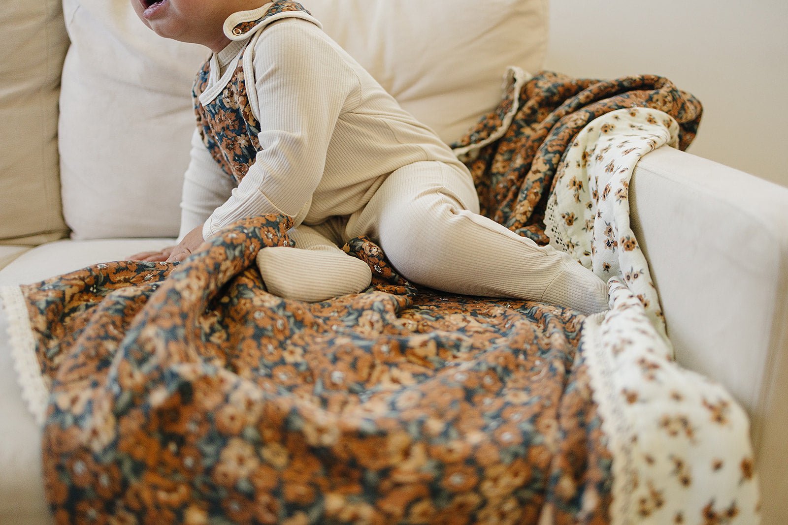 Mebie Baby Venetian Floral + Autumn Bloom Lace Muslin Quilt - 