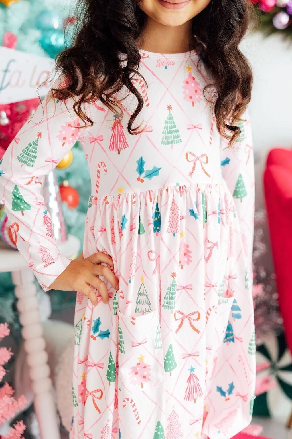 Very Merry L/S Pocket Twirl Dress - Pink, Bird, Day Dress, One-piece garment, Beak | Everetts Place