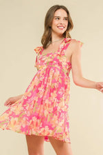 PinkBlush Vibrant Floral Dress with Chic Design for Stylish Women - 