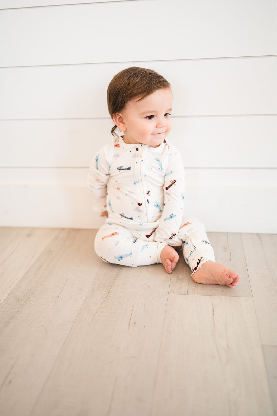 Harp Angel Boutique Vintage Airplane Baby Pajamas | Zipper Romper - 
