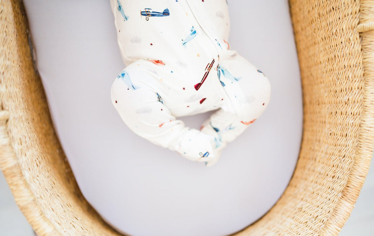 Harp Angel Boutique Vintage Airplane Baby Pajamas | Zipper Romper - 