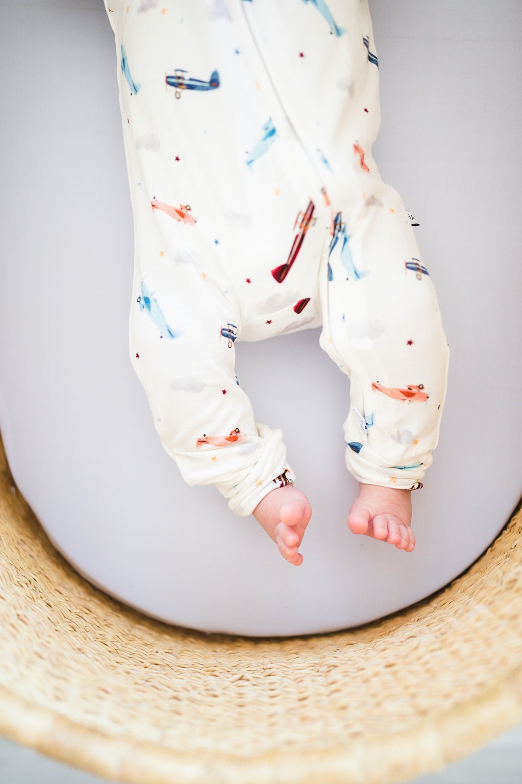 Harp Angel Boutique Vintage Airplane Baby Pajamas | Zipper Romper - 