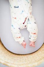 Harp Angel Boutique Vintage Airplane Baby Pajamas | Zipper Romper - 