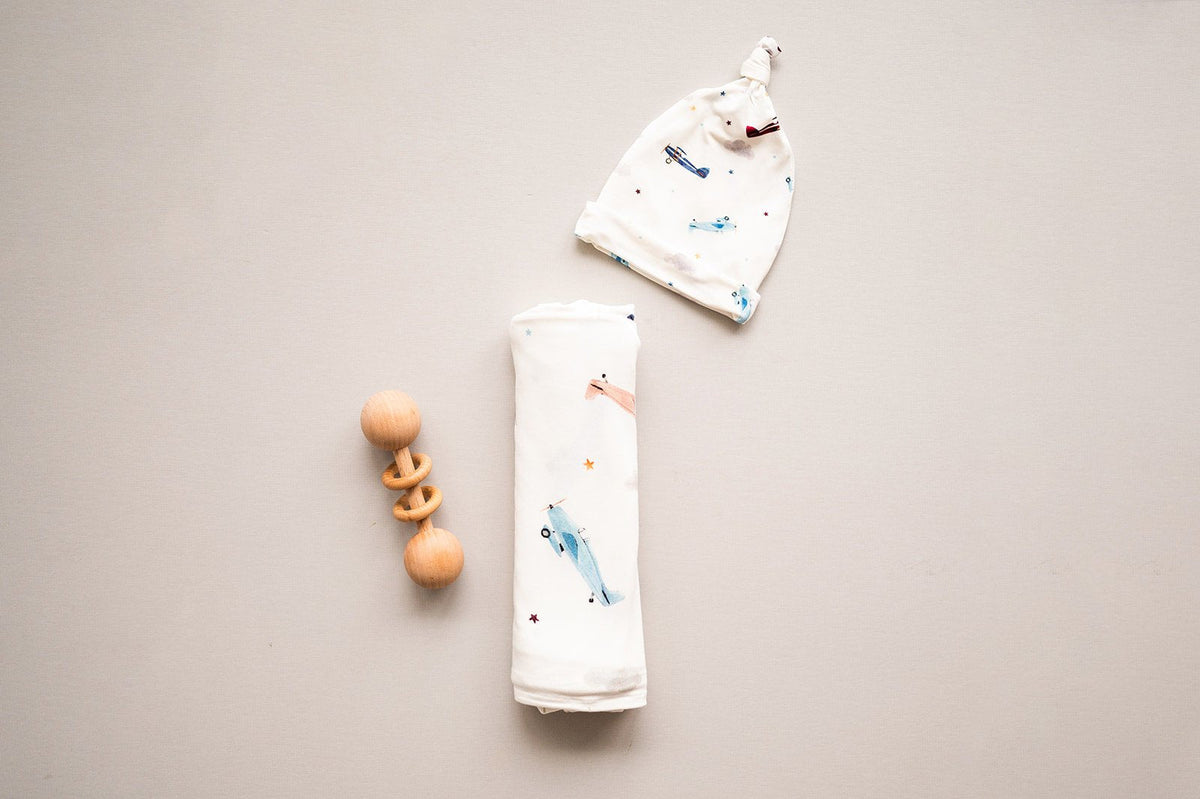 Harp Angel Boutique Vintage Airplane Bamboo Stretch Swaddle Blanket | Harp Angel Boutique