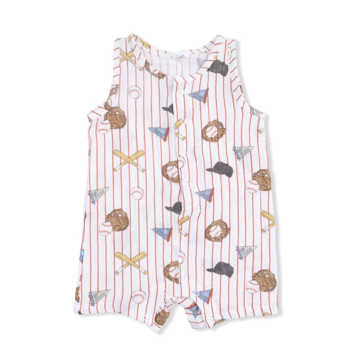 Angel Dear Vintage Baseball Stripe - Sleeveless Shortie Romper - 