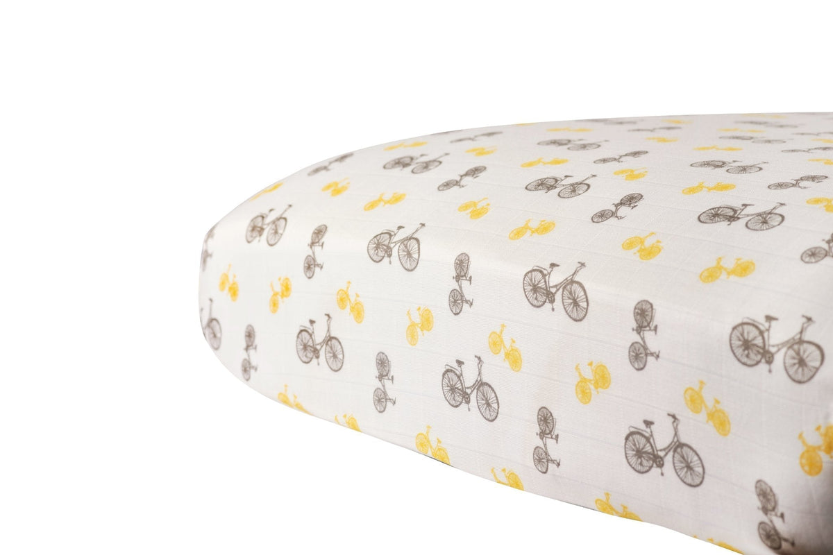 Newcastle Classics Vintage Bicycle Bamboo Muslin Crib Sheet