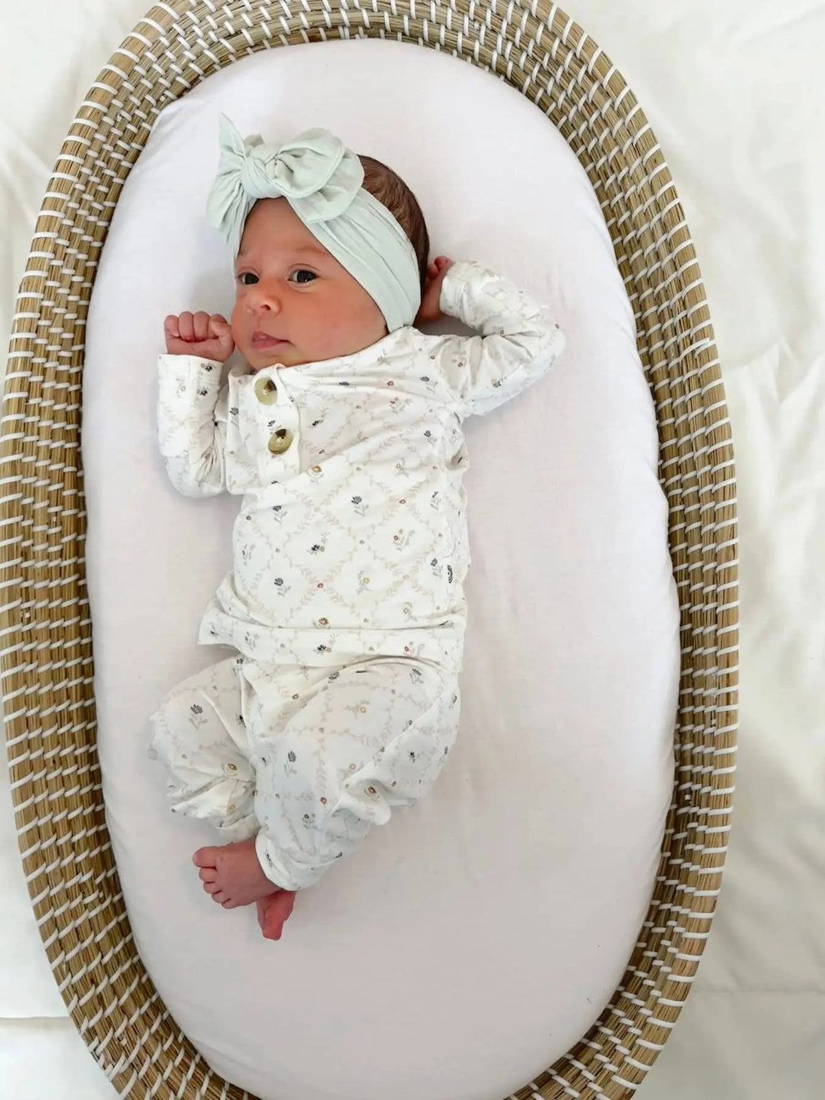 Little Joy Co. Vintage Blooms 2pc Henley Bamboo Pajamas - Sizes Newborn & Up! - 