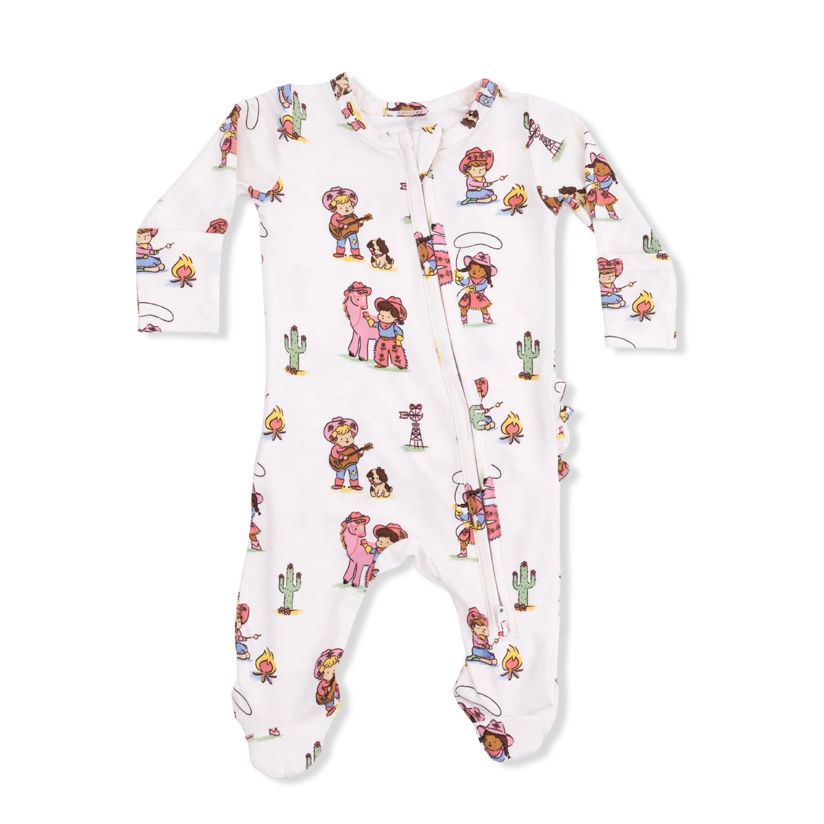 Angel Dear Vintage Cowgirls - 2 Way Ruffle Back Zipper Footie - 