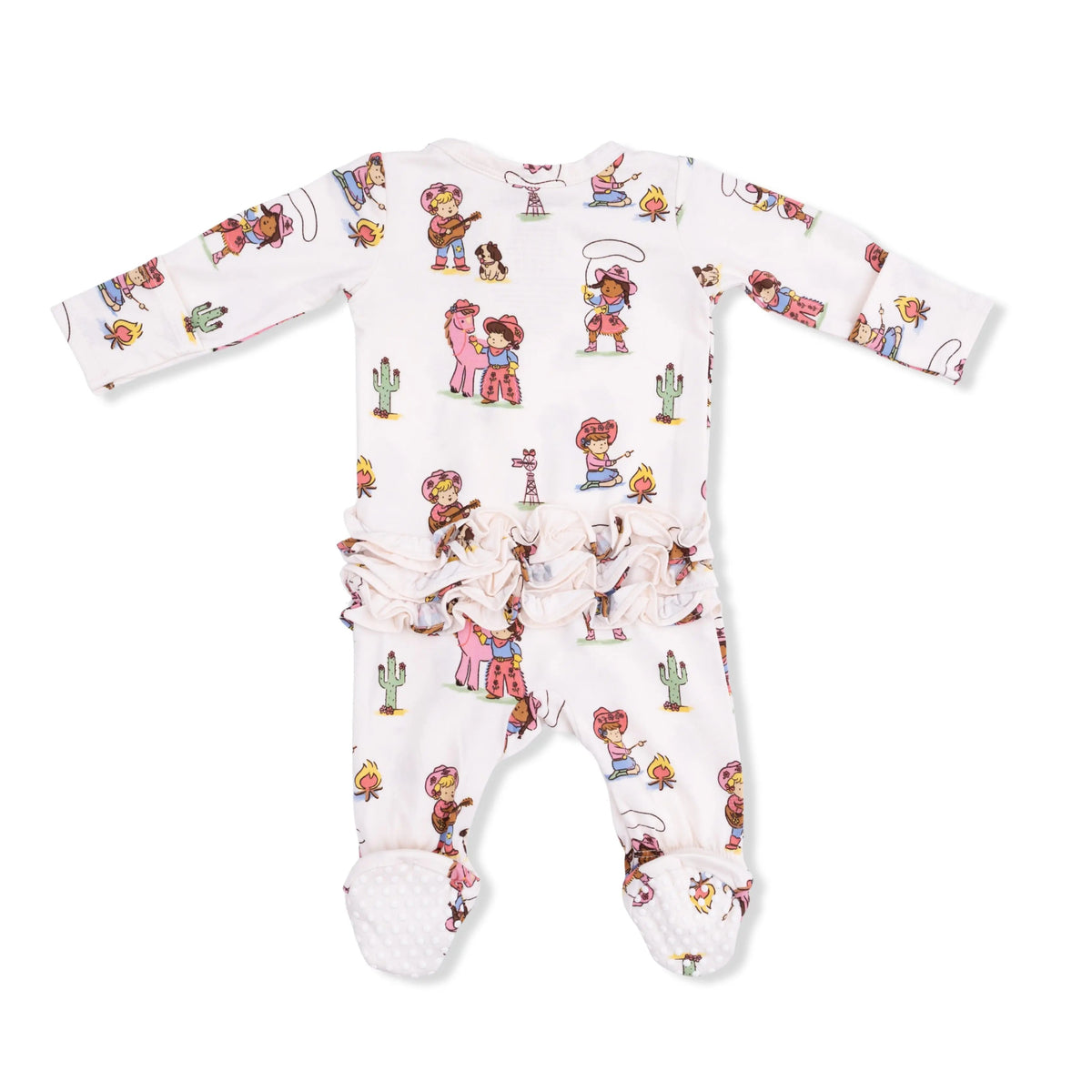 Angel Dear Vintage Cowgirls - 2 Way Ruffle Back Zipper Footie - 