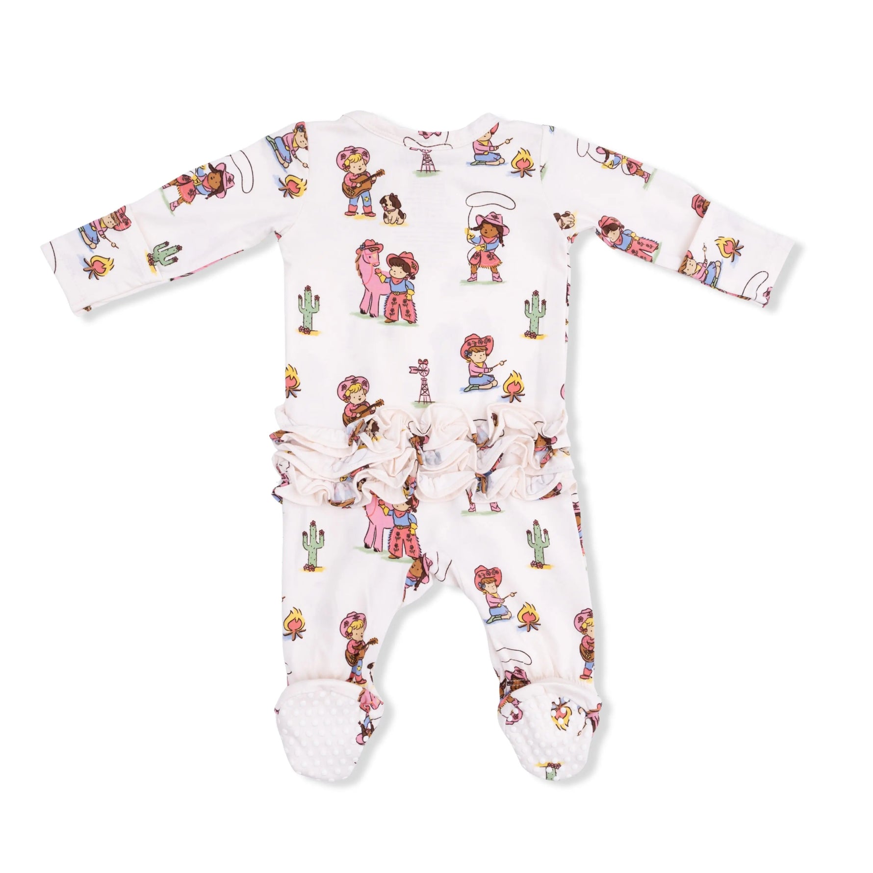 Angel Dear Vintage Cowgirls - 2 Way Ruffle Back Zipper Footie - 