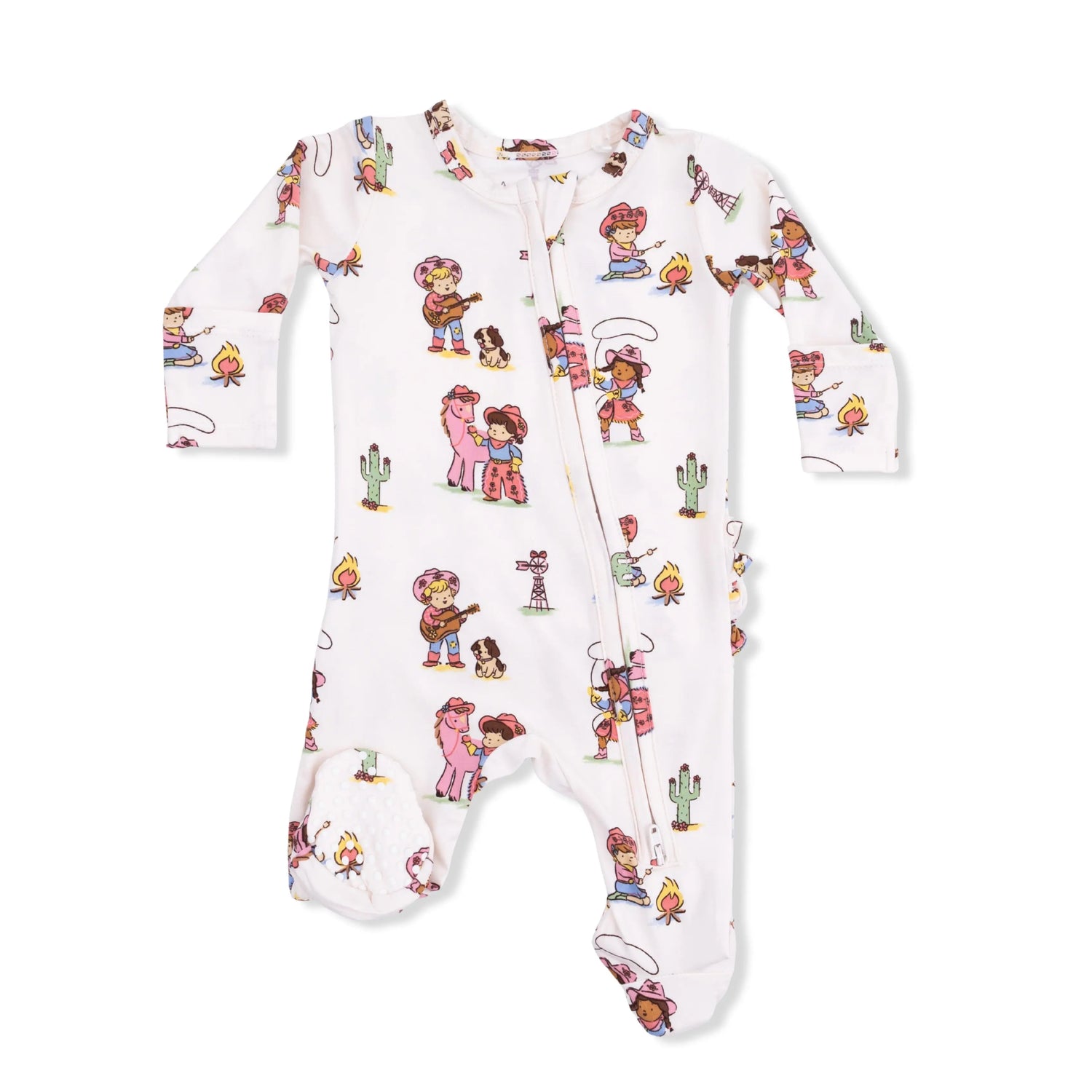 Angel Dear Vintage Cowgirls - 2 Way Ruffle Back Zipper Footie - 