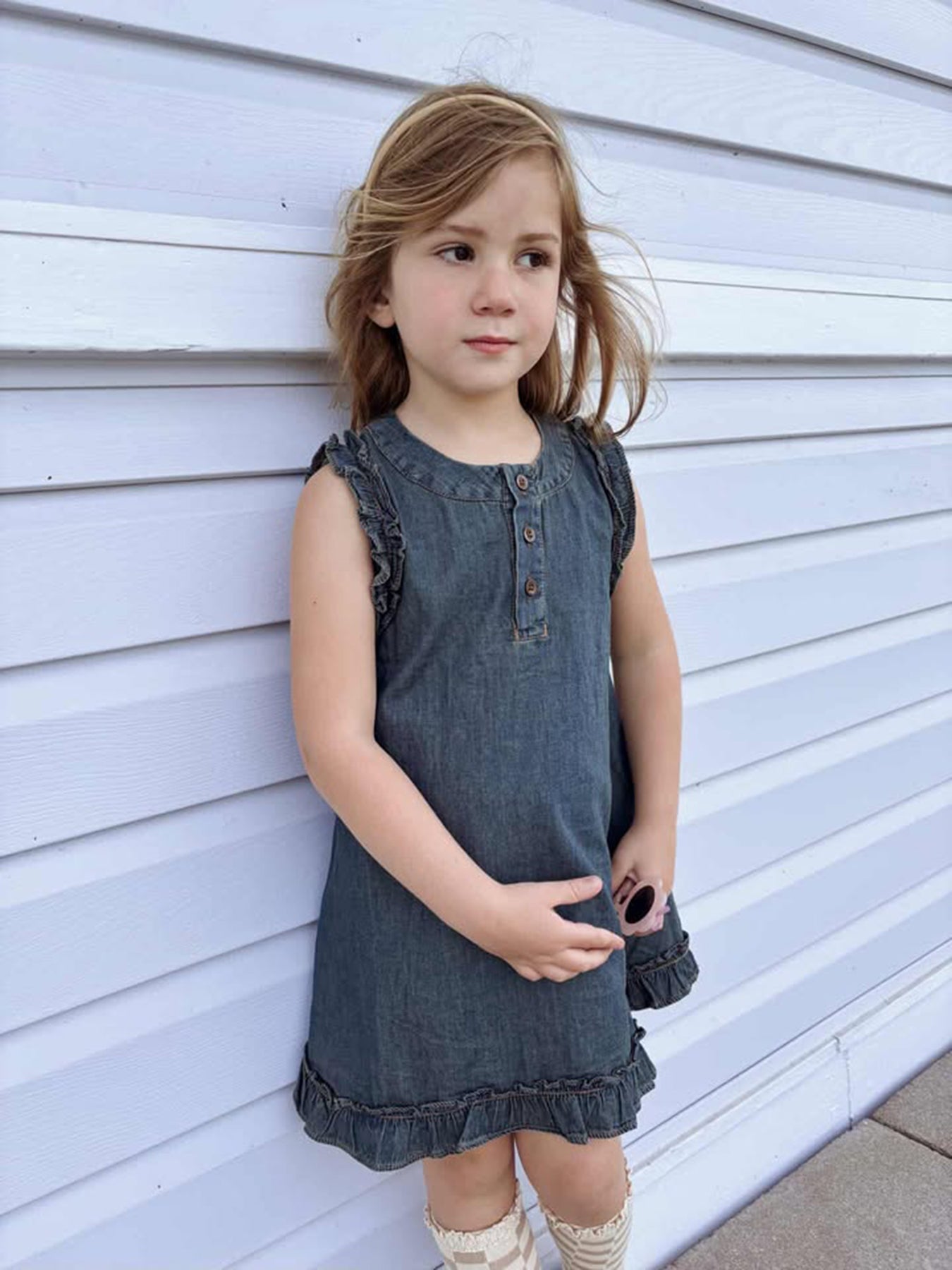 Rylee Faith Designs Vintage Denim Ruffle Girls DressEveretts Place