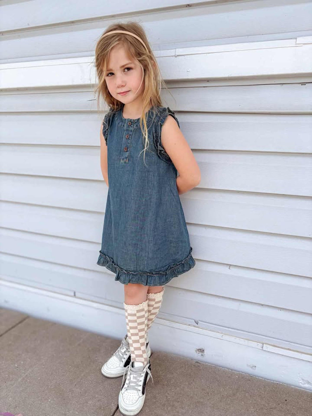 Rylee Faith Designs Vintage Denim Ruffle Girls DressEveretts Place