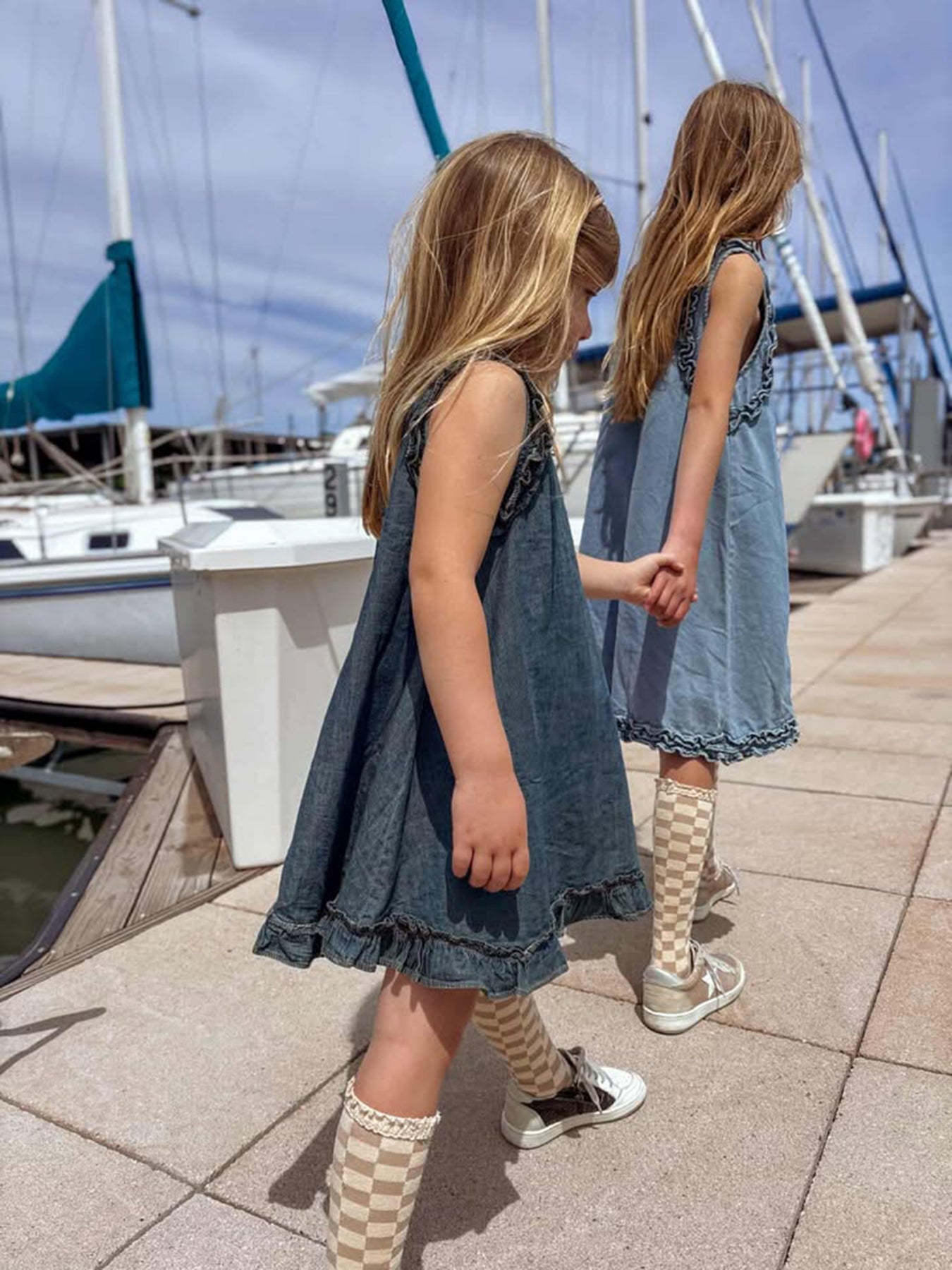 Rylee Faith Designs Vintage Denim Ruffle Girls DressEveretts Place