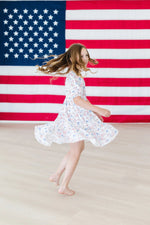 Mila & Rose ® Vintage Flags Smocked Ruffle Dress - 