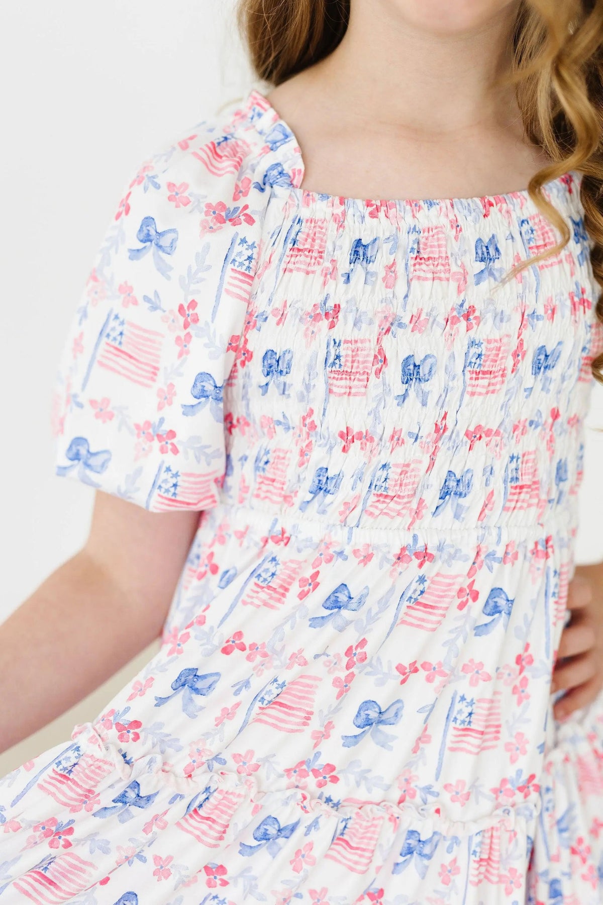 Mila & Rose ® Vintage Flags Smocked Ruffle Dress - 