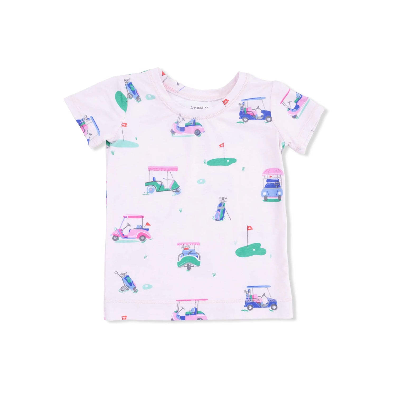 Angel Dear Vintage Golf Carts Pink - Short Sleeve Loungewear Set - 