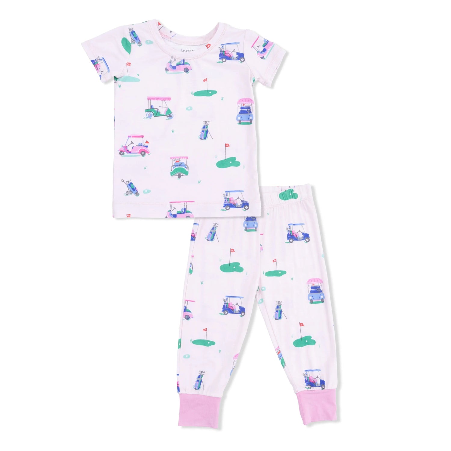 Angel Dear Vintage Golf Carts Pink - Short Sleeve Loungewear Set - 