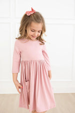Mila & Rose ® Vintage Pink 3/4 Sleeve Pocket Twirl Dress - 