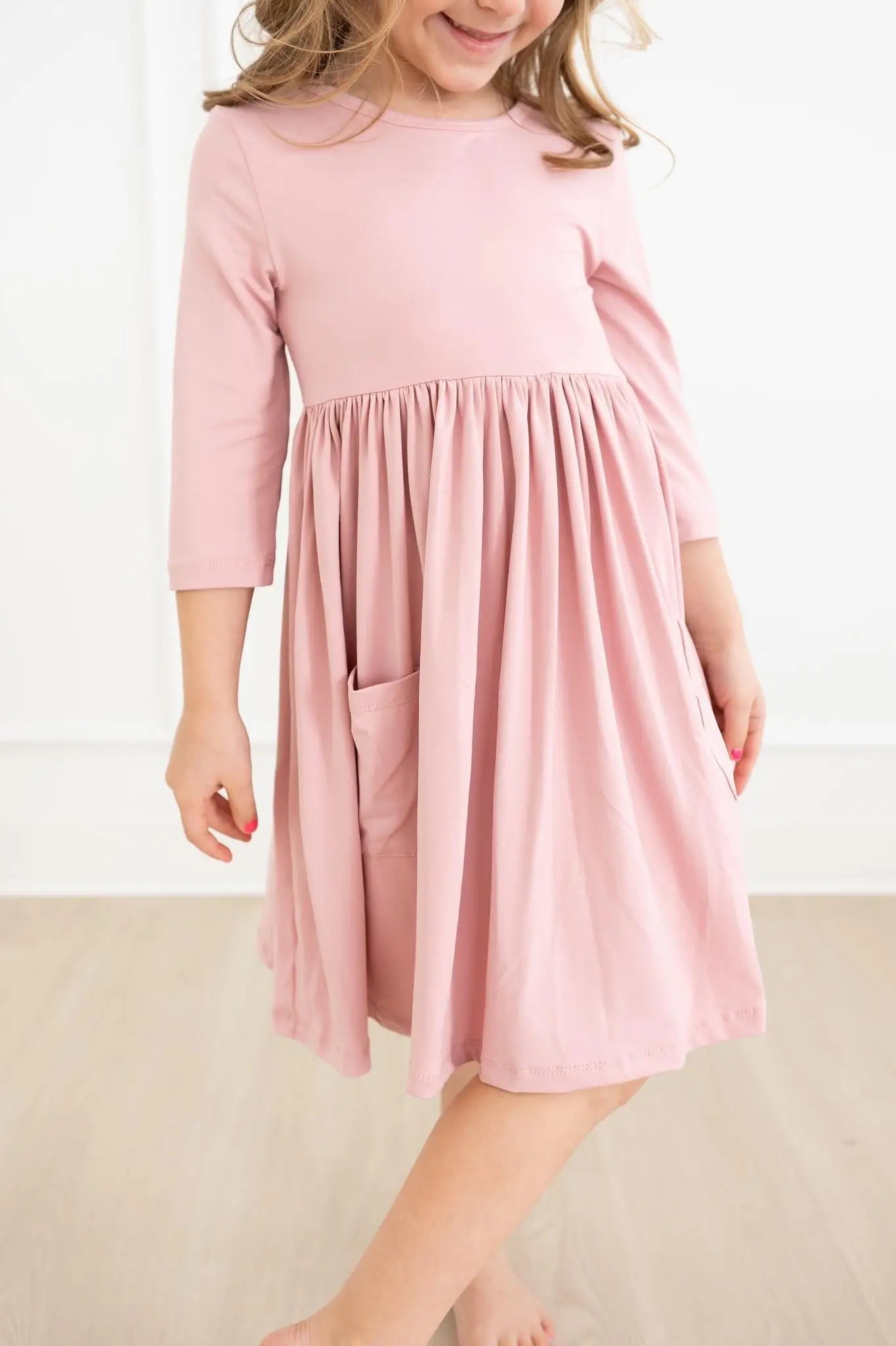 Mila & Rose ® Vintage Pink 3/4 Sleeve Pocket Twirl Dress - 