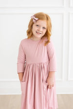 Mila & Rose ® Vintage Pink 3/4 Sleeve Pocket Twirl Dress - 