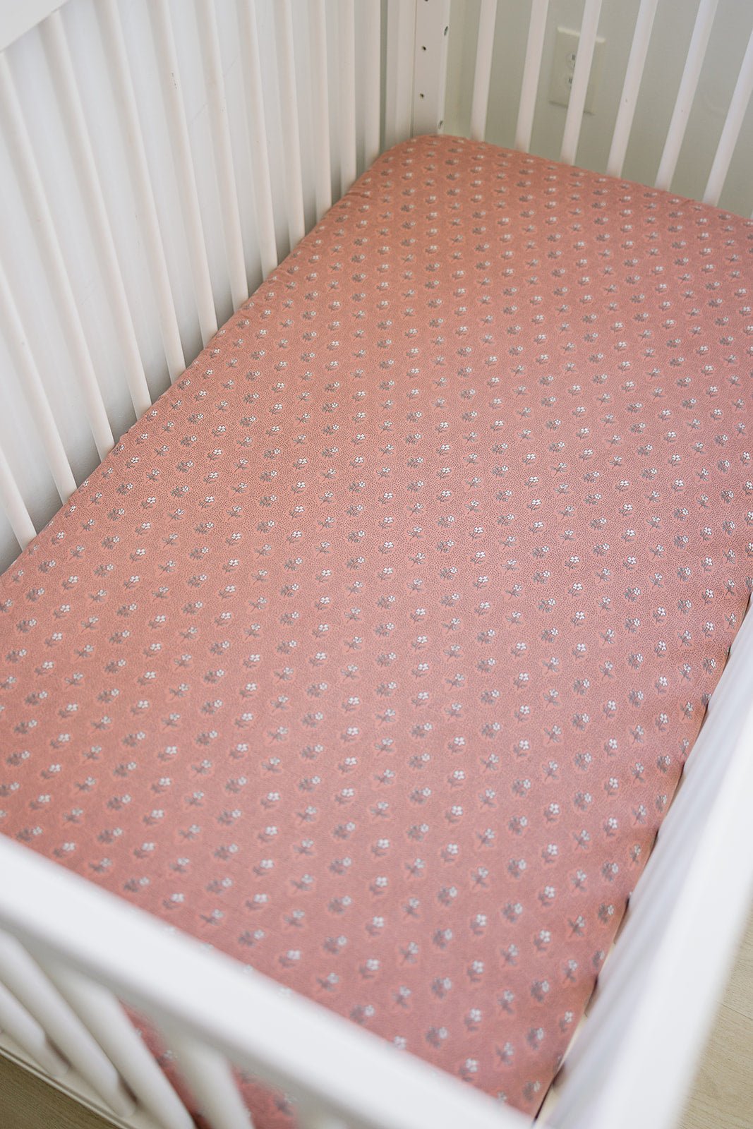 Mebie Baby Vintage Pink Floral Muslin Crib SheetEveretts Place