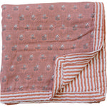 Mebie Baby Vintage Pink Floral Muslin Quilt With Pink Stripes for Nursery Mebie Baby - 