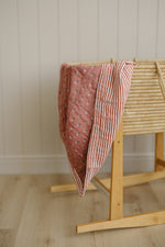 Mebie Baby Vintage Pink Floral Muslin Quilt With Pink Stripes for Nursery Mebie Baby - 