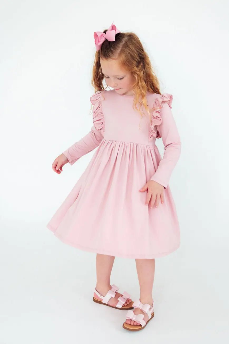 Mila & Rose ® Vintage Pink L/S Ruffle Twirl Dress - 