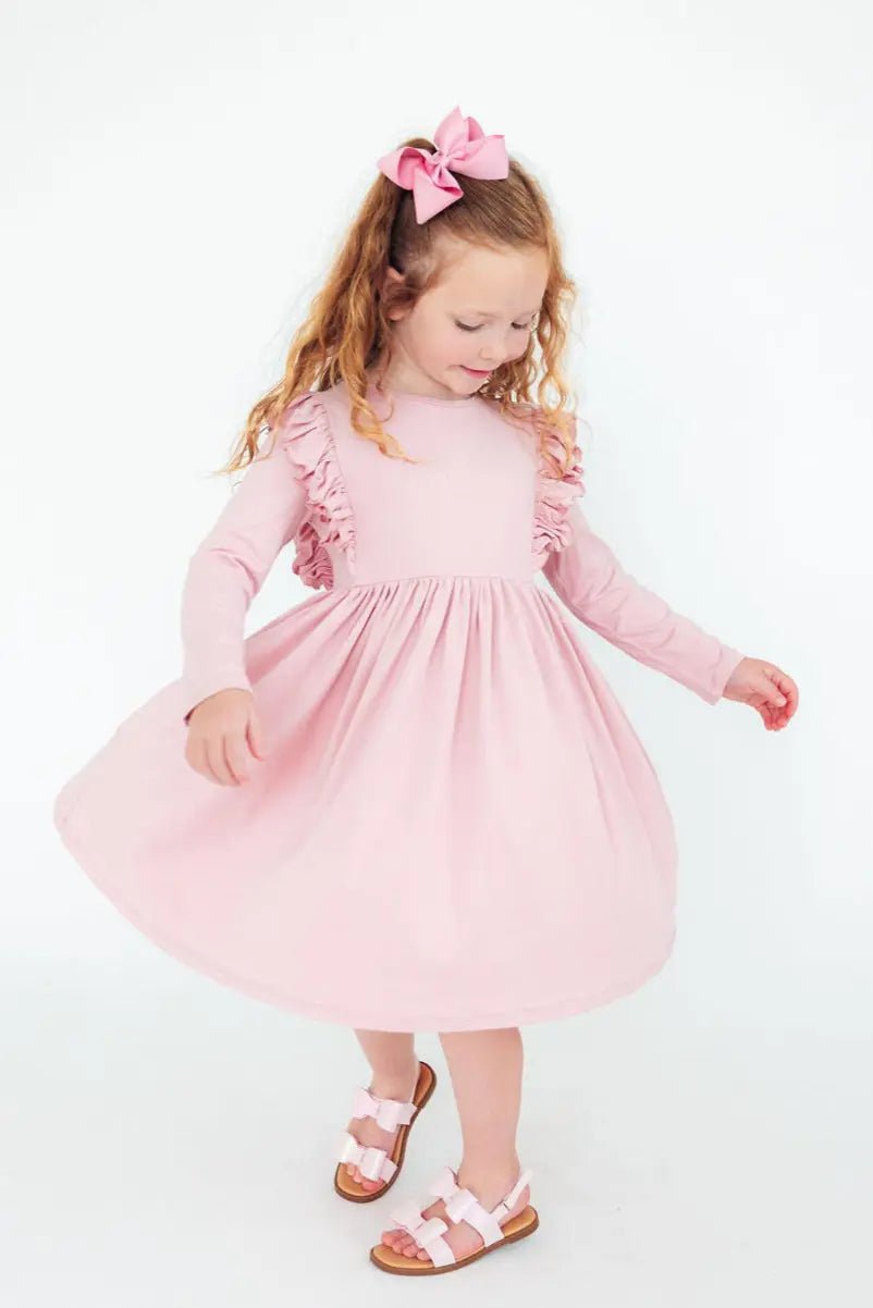 Mila & Rose ® Vintage Pink L/S Ruffle Twirl Dress - 