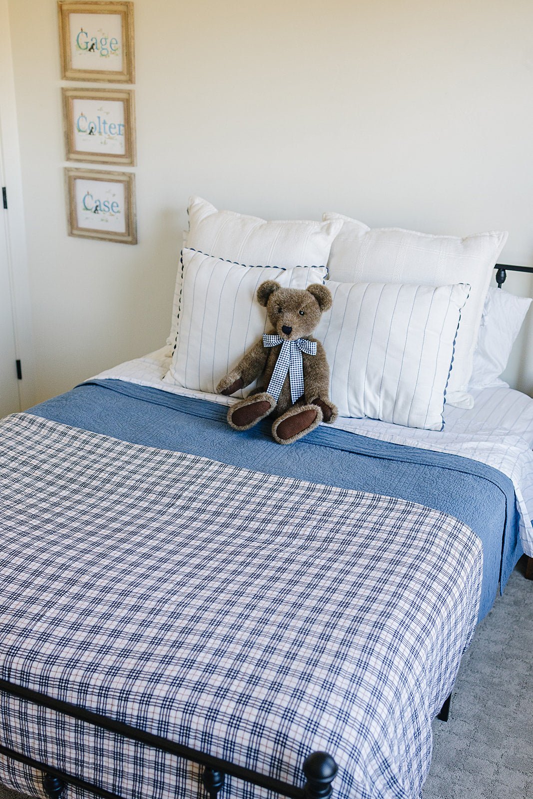 Mebie Baby Vintage Plaid And Navy Plaid Twin Size Muslin Quilt - 