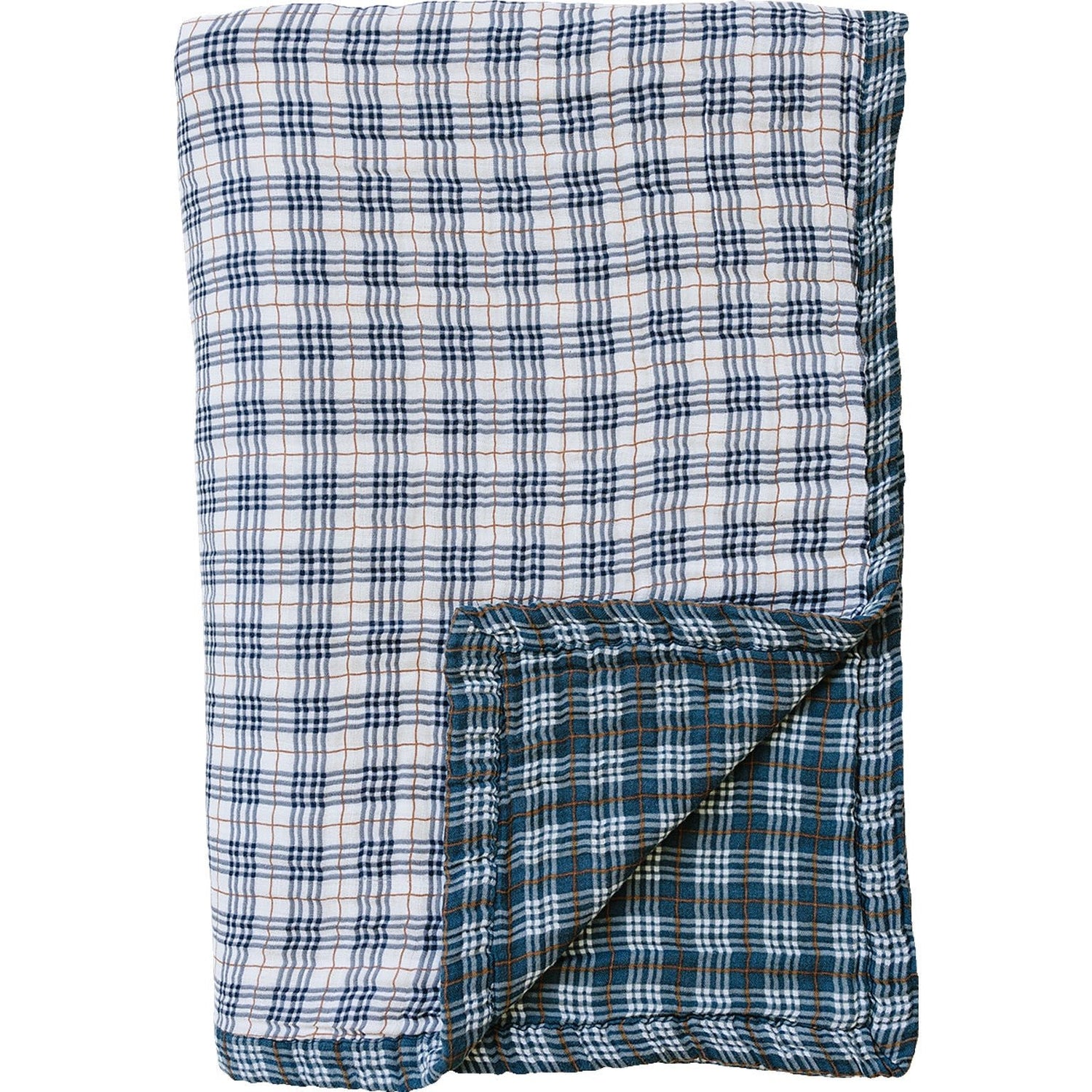 Mebie Baby Vintage Plaid And Navy Plaid Twin Size Muslin Quilt - 