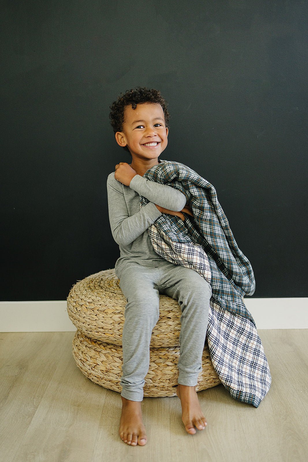 Mebie Baby Vintage Plaid + Navy Plaid Muslin Quilt - 