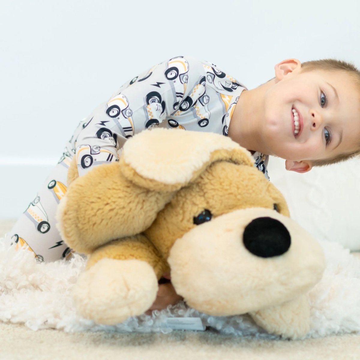 Sweet Bamboo Vintage Racecars Kids Pajama Set with Comfortable Long Sleeves for Sleepy Boys - 