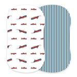Newcastle Classics Vintage Steam Trains and Blue and White Stripe Bamboo Changing Pad Cover/Bassinet Sheets - 